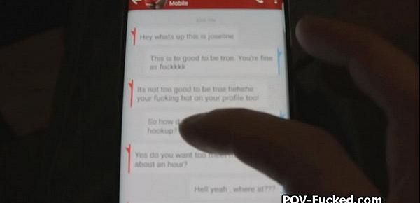  Perky brunette teen blows after sexting